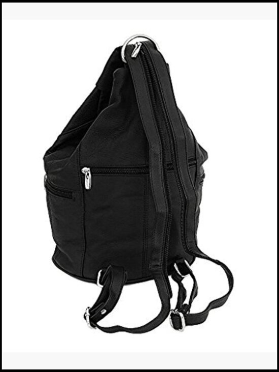 Leather Convertible Sling Backpack Purse 7 Pocket Tear Drop Shoulder Bag main image 4